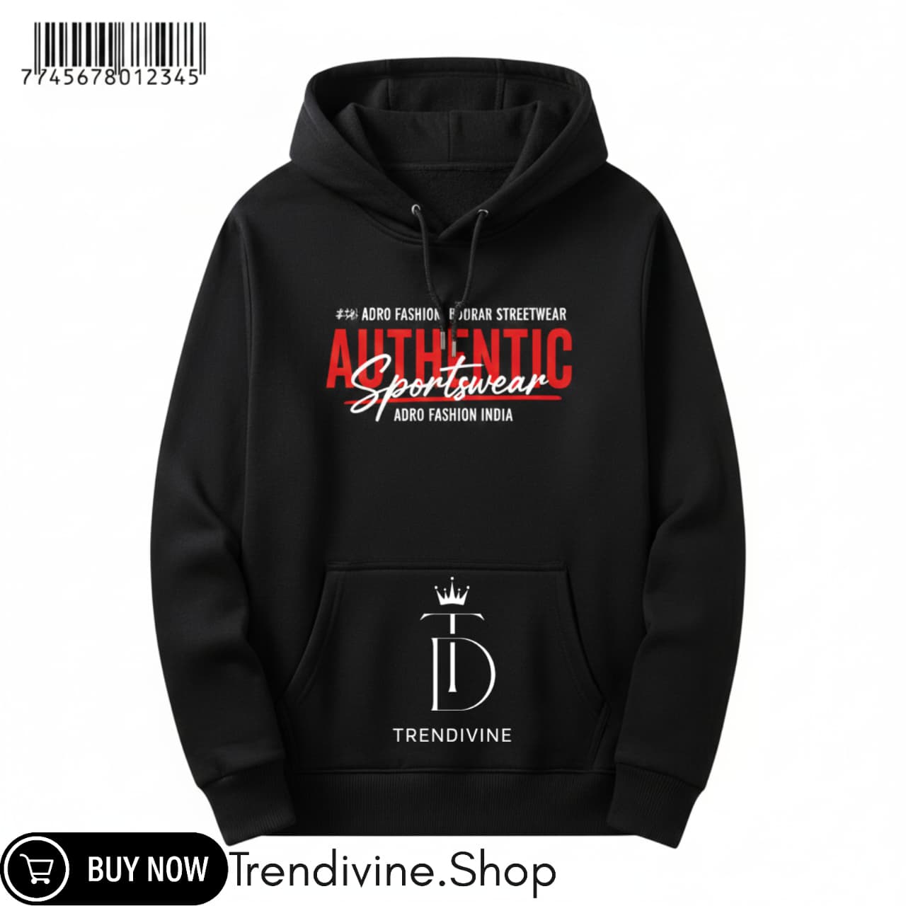 Authentic Sportswear Black Hoodie – Premium Streetwear Pullover