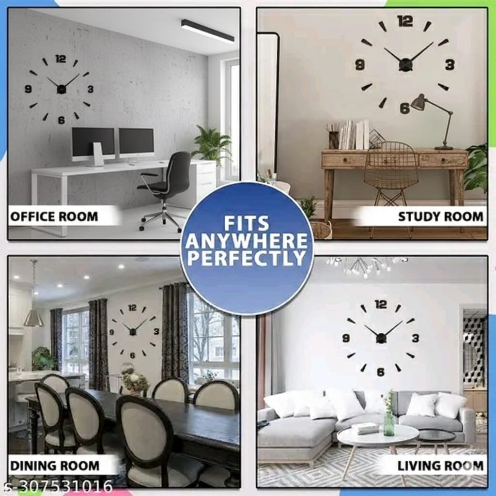 Modern DIY 3D Wall Clock – Silent Large Wall Clock for Living Room, Office & Study