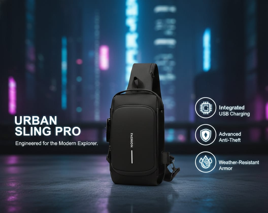 Urban Anti-Theft Sling Bag with USB Charging Port – Waterproof Smart Crossbody Backpack
