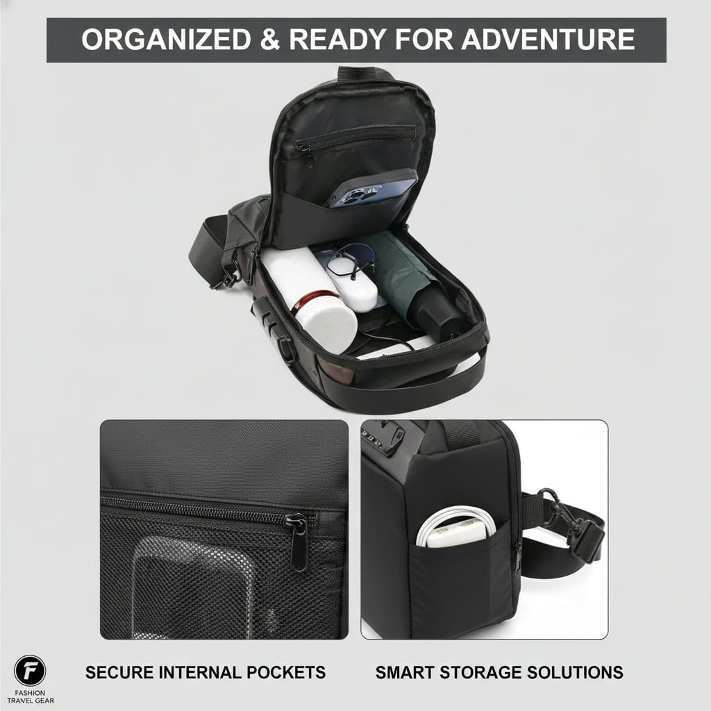 Urban Anti-Theft Sling Bag with USB Charging Port – Waterproof Smart Crossbody Backpack