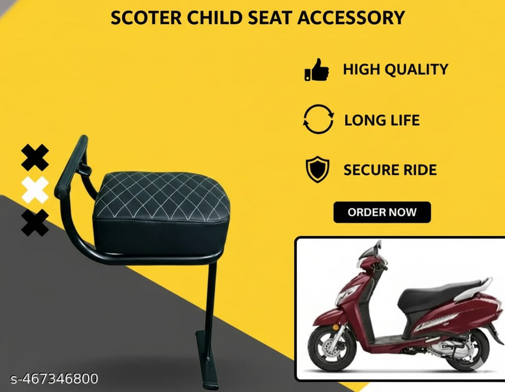 Universal Scooter Child Front Seat with Footrest & Safety Handle | Kids Comfort Seat for Electric & Petrol Scooters | Easy Install, Strong Metal Frame